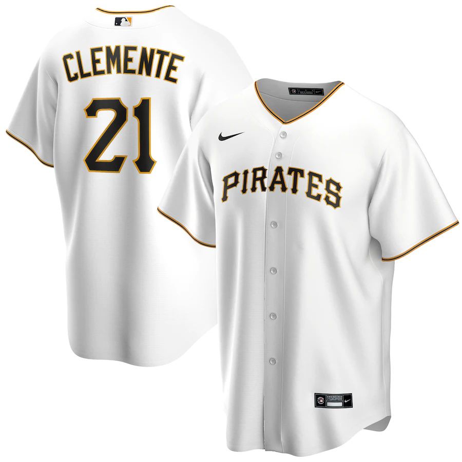 Mens Pittsburgh Pirates #21 Roberto Clemente Nike White Home Replica Player Name MLB Jerseys->pittsburgh pirates->MLB Jersey